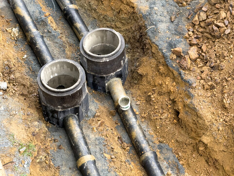 Sewer Pipeline and Manhole Installation at Infrastructure Construction