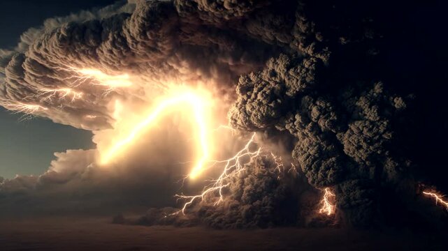 Dramatic Lightning Storm with Electrifying Clouds.