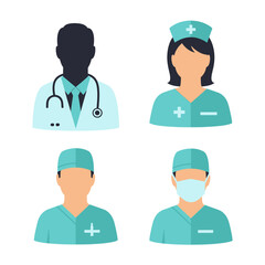 Fototapeta premium Medical Staff Avatars Doctor Nurse Surgeon Healthcare Professionals.