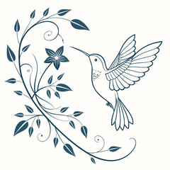 Fototapeta premium Elegant Flying Bird Outline 1