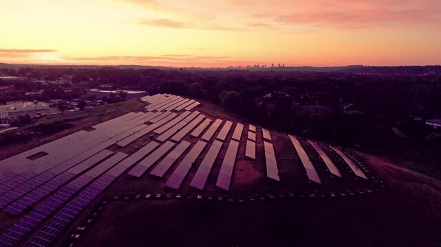 sunset over the city