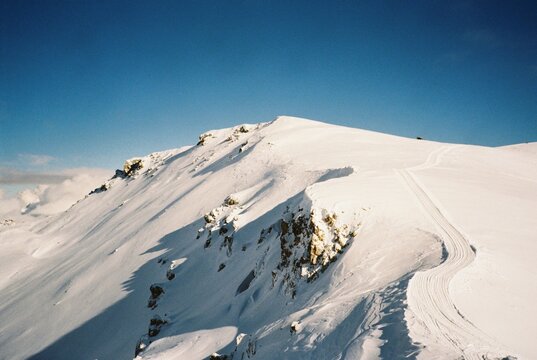 Mountain landscape covered in snow