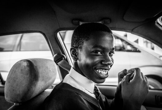 Smiling in the car