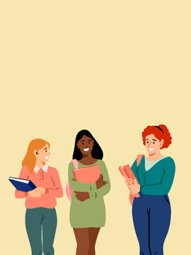 Diverse group of female students preparing for education