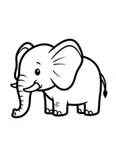 Fototapeta premium This adorable elephant illustration is perfect for kids' elephant coloring pages and educational materials. The simple and cute design makes it ideal for children's coloring books and activi