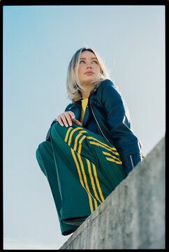 Low angle urban fashion portrait