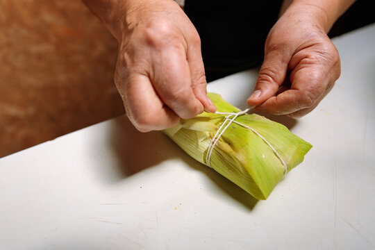 Tying Corn Husk Tamale