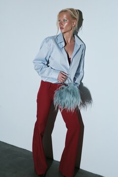 Fashion portrait woman with direct flashlight