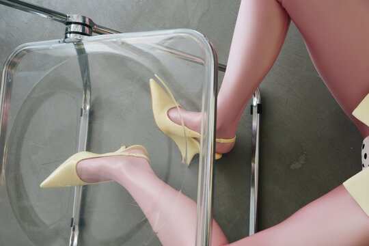 Pink color fashion with trendy shoes and tights