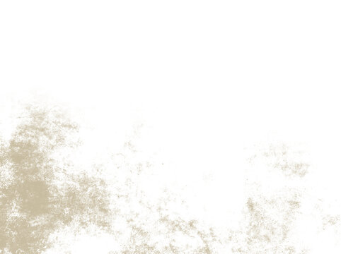 Black and cream-beige distressed texture featuring a heavy sand-blasted corner and organic spots. Soft vintage parchment aesthetic with a gritty edge on a transparent background.