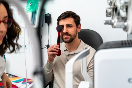 Man Responding During Vision Test