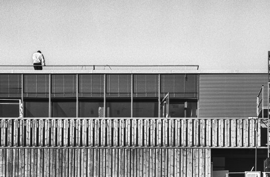 Person on Rooftop Terrace