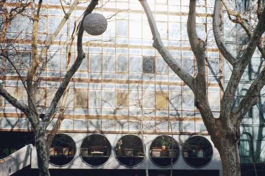 Glass Facade With Round Windows