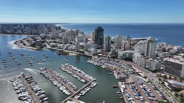 Punta Del Este Skyline In Maldonado Uruguay. Coastal Landscape. Highrise Buildings. Beach Scenery. Punta Del Este Skyline At Punta Del Este In Maldonado Uruguay. Skyscraper Skyscrapers.