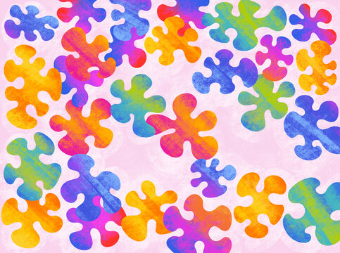 Colorful puzzle pieces on a soft background 