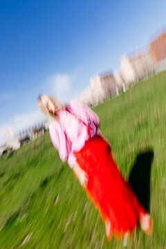 Woman with motion blur