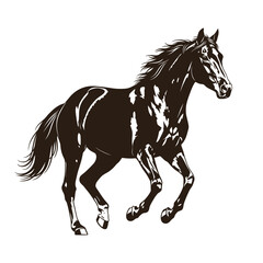 Obraz premium Elegant Dark Horse Galloping Silhouette, Majestic Animal Illustration