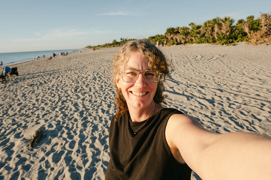 UGC selfie of woman on the beach in Venice, Florida 