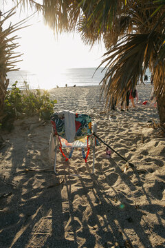 beach chair on Venice beach in Florida