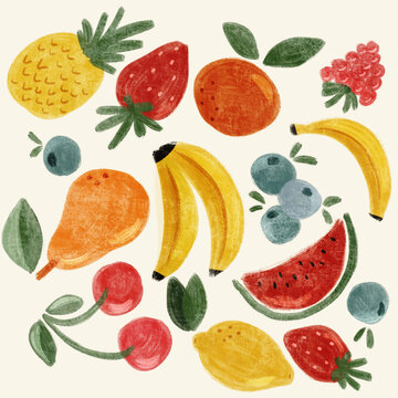 Mixed fruit illustration pattern