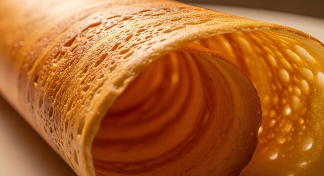 Close Up Crispy Indonesian Semprong Cookies Showcasing Delicate Rolled Wafer Texture
