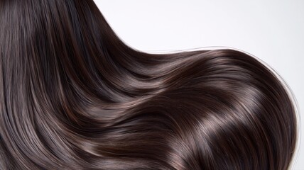 Fototapeta premium 滑らかで艶やかな黒髪の質感。ヘアケアや美容関連の素材に最適な髪のアップ画像。