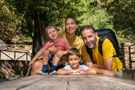 Family with young children enjoying outdoor adventure