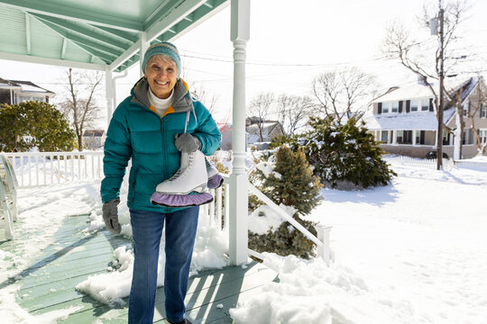Senior woman  portrait porch home 