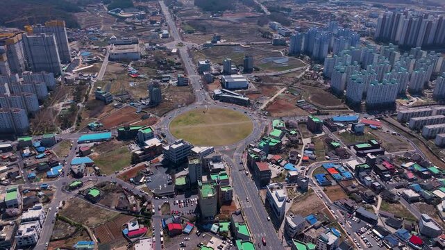Aerial Drone Footage of Peaceful Ocheon Port and Chungcheong Suyeongseong Fortress, Boryeong, South Korea