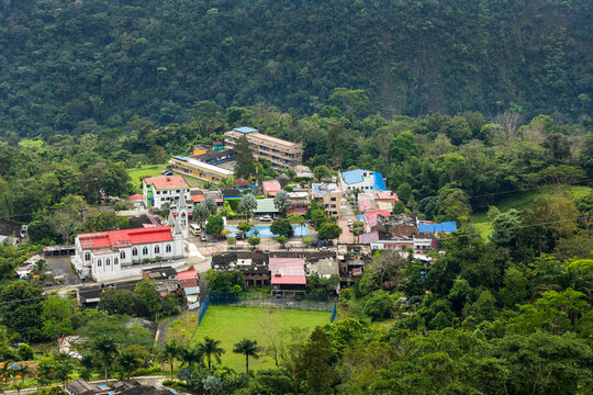 San Pablo de Borbur, Boyac&aacute; - Colombia. March 11, 2026. Aerial drone view; it is located 830 meters above sea level.