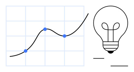 Business growth concept. Business growth graph and lightbulb data-driven innovation. Business growth through strategic insights and creative solutions. For startups, analysis, finance, creativity © robu_s