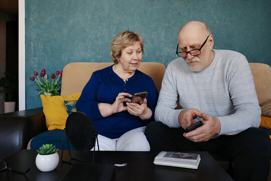 Senior couple connecting with technology and each other