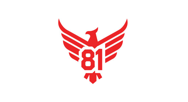 Red eagle logo with number 81.