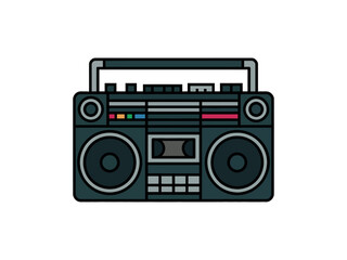Fototapeta premium A colorful illustration of a vintage boombox on a white background