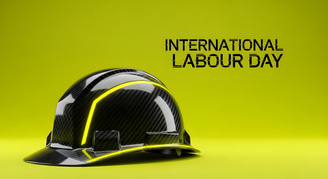 Black carbon fiber hard hat for International Labour Day