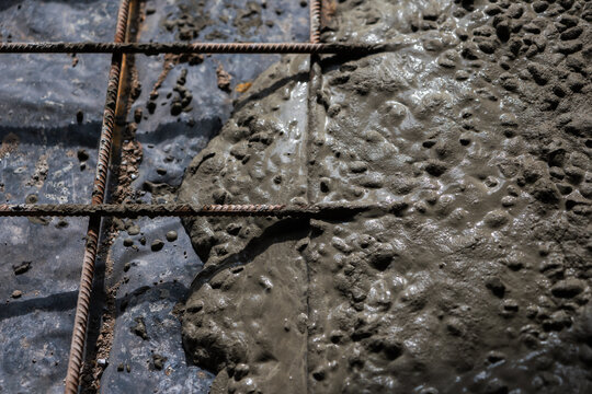 Concrete Pour Over Rebar Mesh