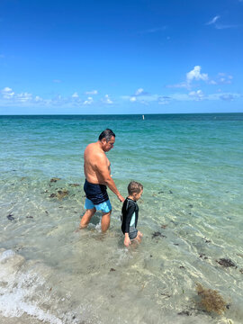 Dad and Son Summer Beach