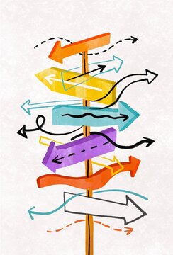 Direction Indicator with Arrows Pointing Different Ways