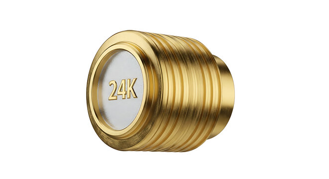 Isolated 24k gold coin or ingot stacked, symbolizing wealth and luxury, metallic currency for investment and finance