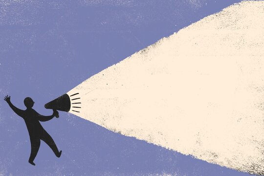 Human silhouette holding megaphone
