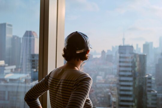 View of Shanghai Skyline From a High Floor Window
