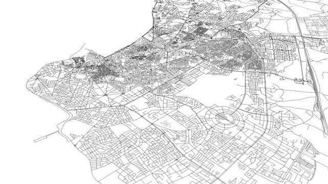 3D looped animation of city - El Jadida Morocco