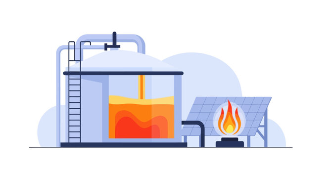 Industrial oil and gas processing facility illustration. EPS Editable. Vector Illustrations.