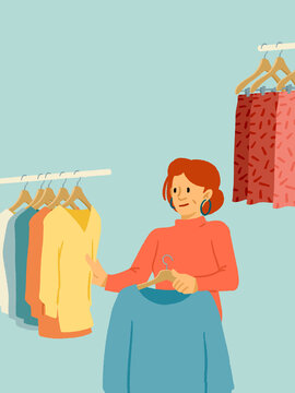 Woman shopping for clothes at retail store