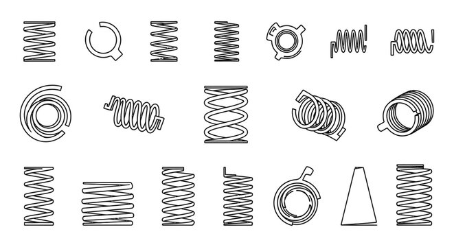 collection of various line art springs illustration of mechanical springs