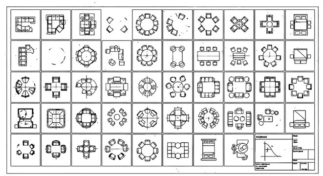 architectural furniture symbols for interior design and floor plans displaying diverse cad plan vector icons
