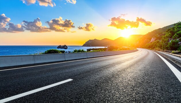 Coastal Road at Sunset.