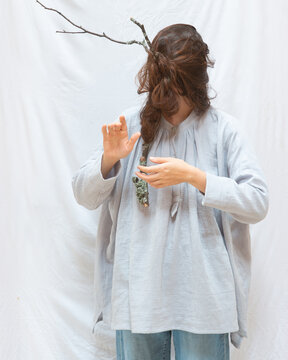 surreal portrait with tree branch 6