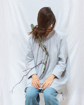 surreal portrait with tree branch 8