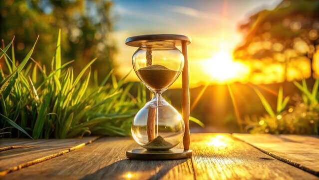 A realistic photo of Hourglass time running out